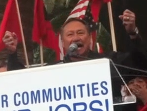 UFW President Arturo Rodriguez speaks at "We Are One" rally