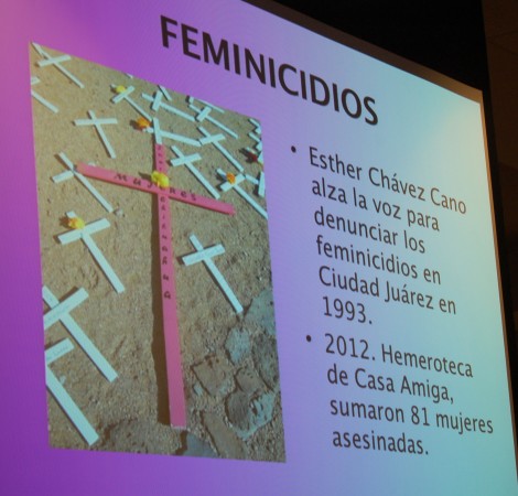 Documento fotográfico de la presentación en CSUN de Casa Amiga en Ciudad Juárez. Foto: Virginia Bulacio/ENS.