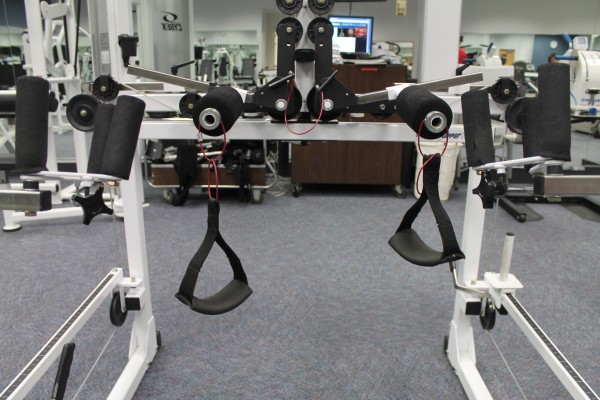 The gym inside the Brown Center has adapted exercise equipment for wheelchair users.  Photo by Pilar de Haro/El Nuevo Sol 